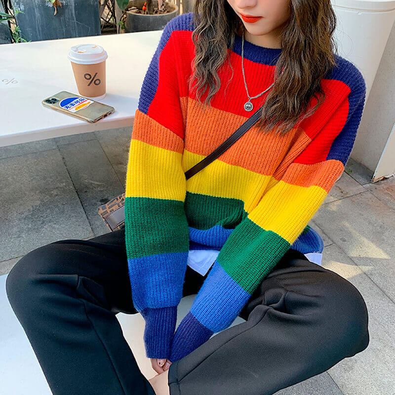 Rainbow Aesthetic Oversized Sweater Rainbow Aesthetic Oversized Sweater