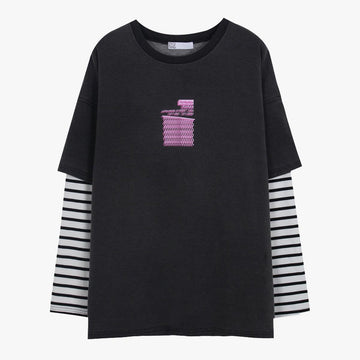 Ramen Glitch Wave Striped Sleeve Top - Aesthetic Clothes Shop Ramen Glitch Wave Striped Sleeve Top - Aesthetic Clothes Shop