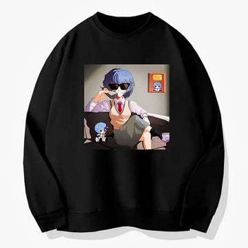 Rei Ayanami in Sunglasses Doing Business Style Sweatshirt Rei Ayanami in Sunglasses Doing Business Style Sweatshirt