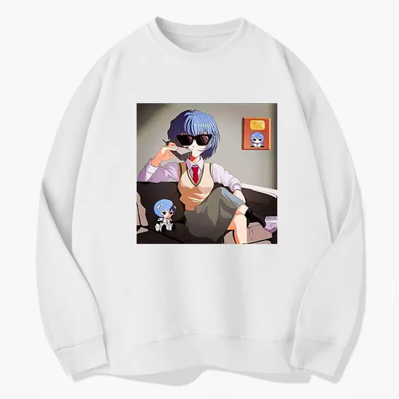 Rei Ayanami in Sunglasses Doing Business Style Sweatshirt Rei Ayanami in Sunglasses Doing Business Style Sweatshirt