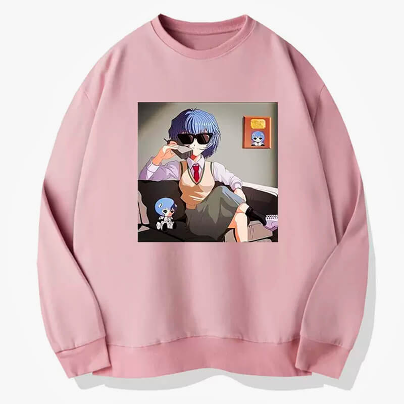 Rei Ayanami in Sunglasses Doing Business Style Sweatshirt Rei Ayanami in Sunglasses Doing Business Style Sweatshirt