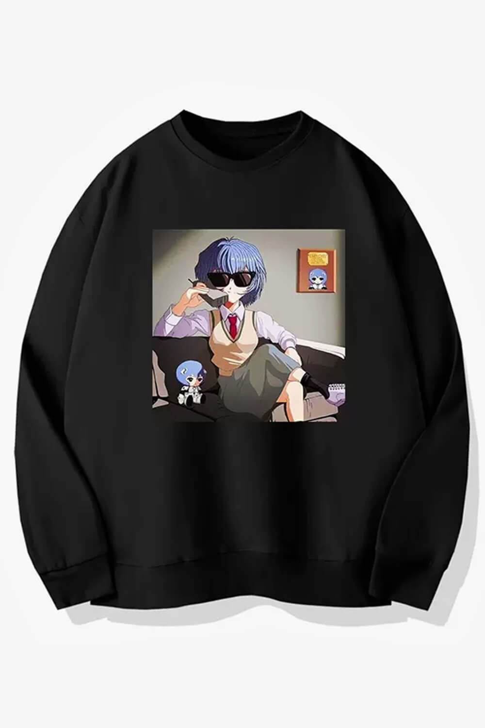 Rei Ayanami in Sunglasses Doing Business Style Sweatshirt Rei Ayanami in Sunglasses Doing Business Style Sweatshirt