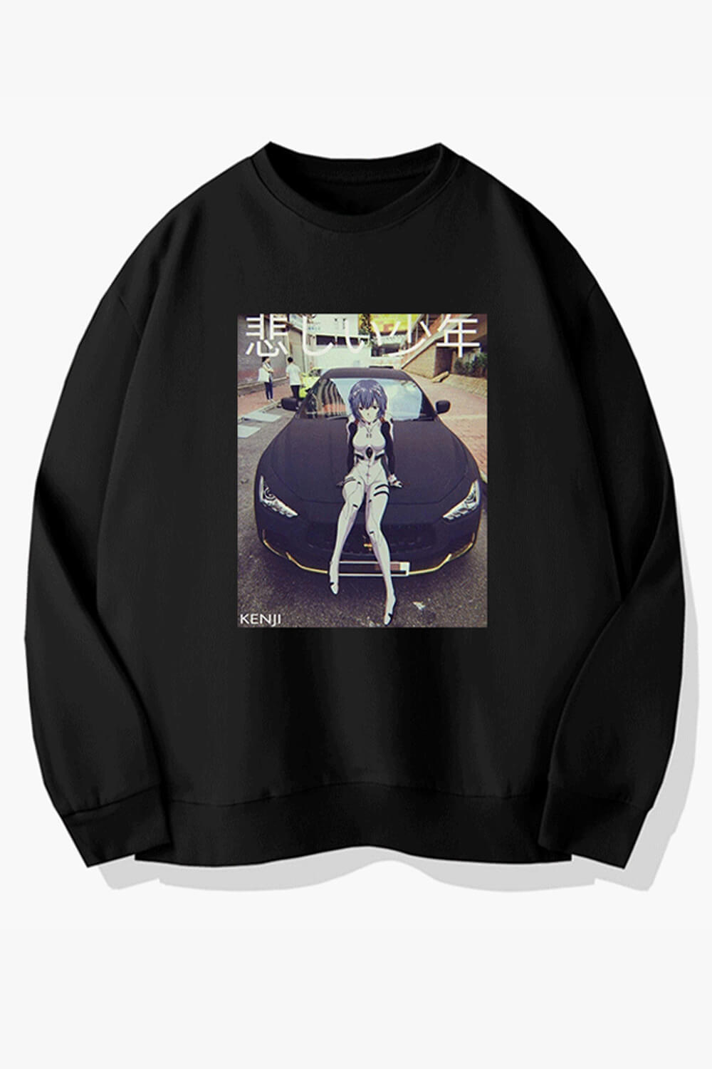 Rei Ayanami on a Car Anime Sweatshirt Rei Ayanami on a Car Anime Sweatshirt