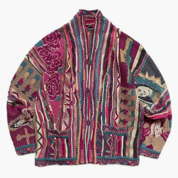 Retro Aesthetic Coogi Cardigan Wine Pink Color Retro Aesthetic Coogi Cardigan Wine Pink Color