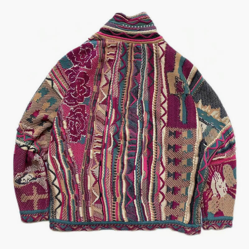 Retro Aesthetic Coogi Cardigan Wine Pink Color Retro Aesthetic Coogi Cardigan Wine Pink Color