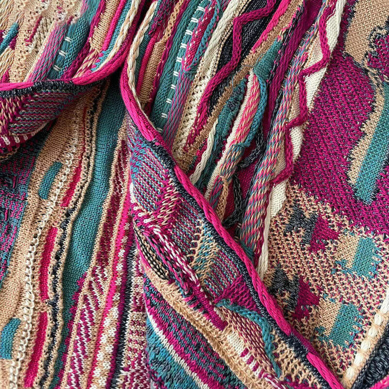 Retro Aesthetic Coogi Cardigan Wine Pink Color Retro Aesthetic Coogi Cardigan Wine Pink Color