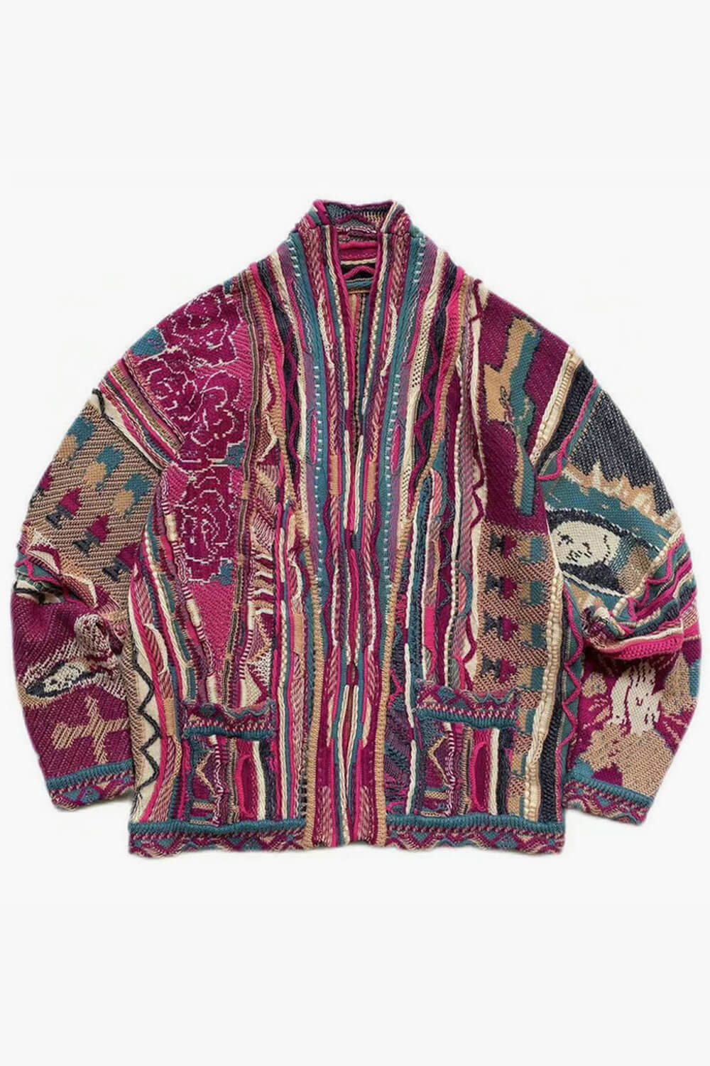 Retro Aesthetic Coogi Cardigan Wine Pink Color Retro Aesthetic Coogi Cardigan Wine Pink Color