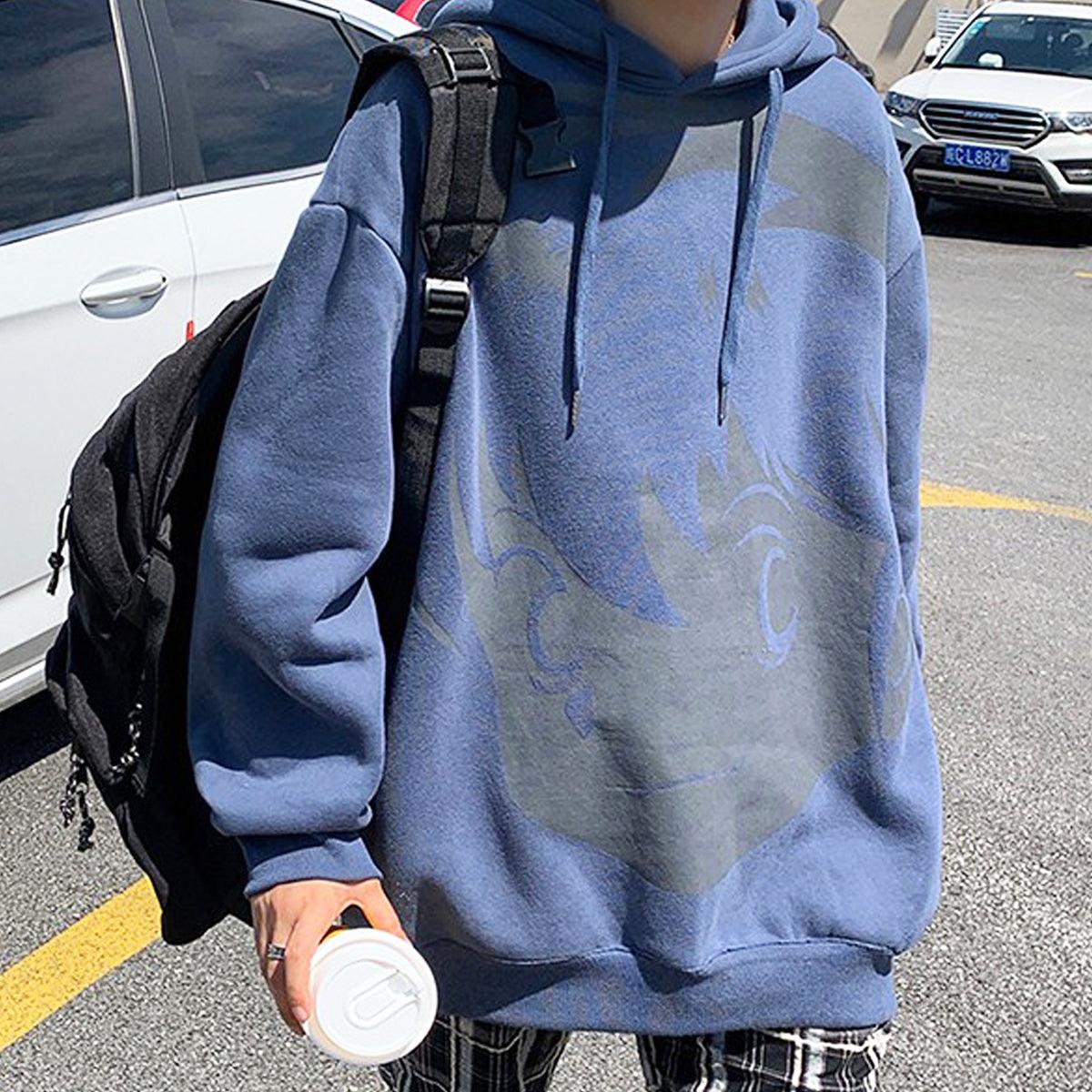 Retro Anime Face Oversized Hoodie - Aesthetic Clothes Shop Retro Anime Face Oversized Hoodie - Aesthetic Clothes Shop