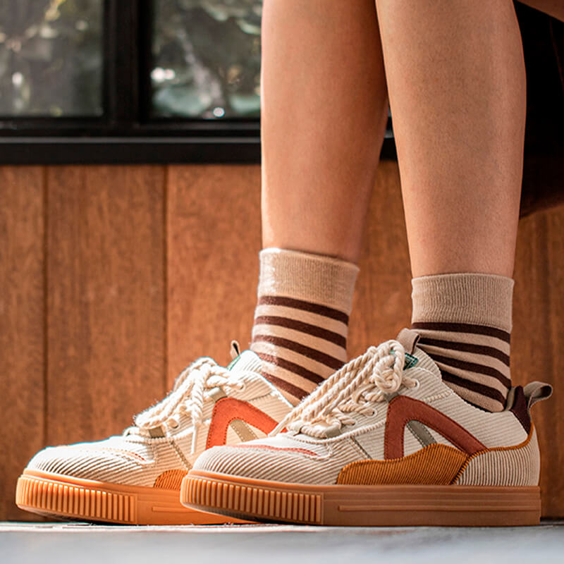 Retro Corduroy Brown Sneakers Shoes For Women Retro Corduroy Brown Sneakers Shoes For Women