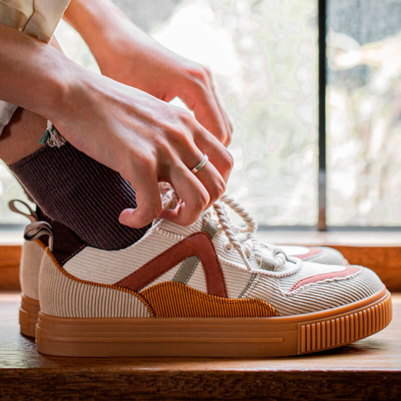 Retro Corduroy Brown Sneakers Shoes For Women Retro Corduroy Brown Sneakers Shoes For Women