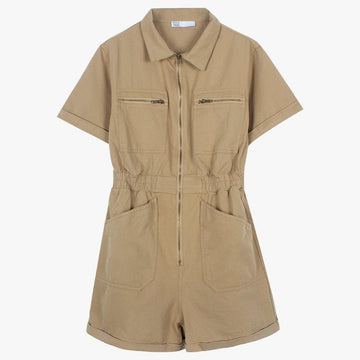 Retro Khaki Denim Cryptid Jumpsuit - Aesthetic Clothes Shop Retro Khaki Denim Cryptid Jumpsuit - Aesthetic Clothes Shop