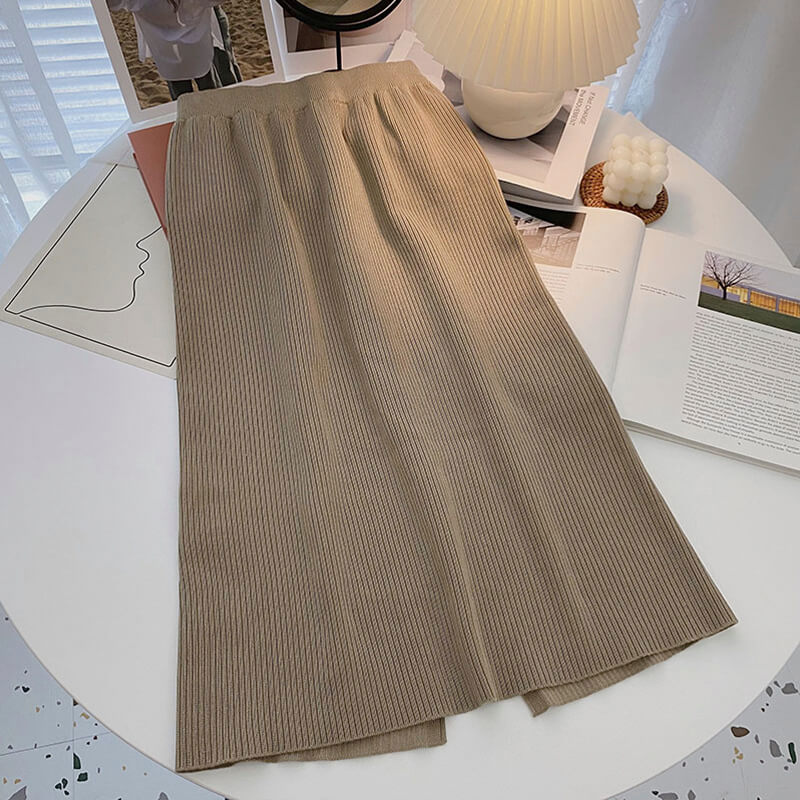 Ribbed Midi Skirt Muted Colors Ribbed Midi Skirt Muted Colors