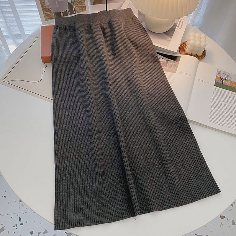 Ribbed Midi Skirt Muted Colors Ribbed Midi Skirt Muted Colors
