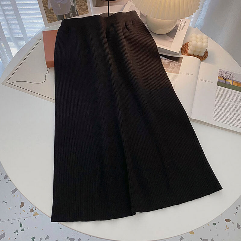 Ribbed Midi Skirt Muted Colors Ribbed Midi Skirt Muted Colors