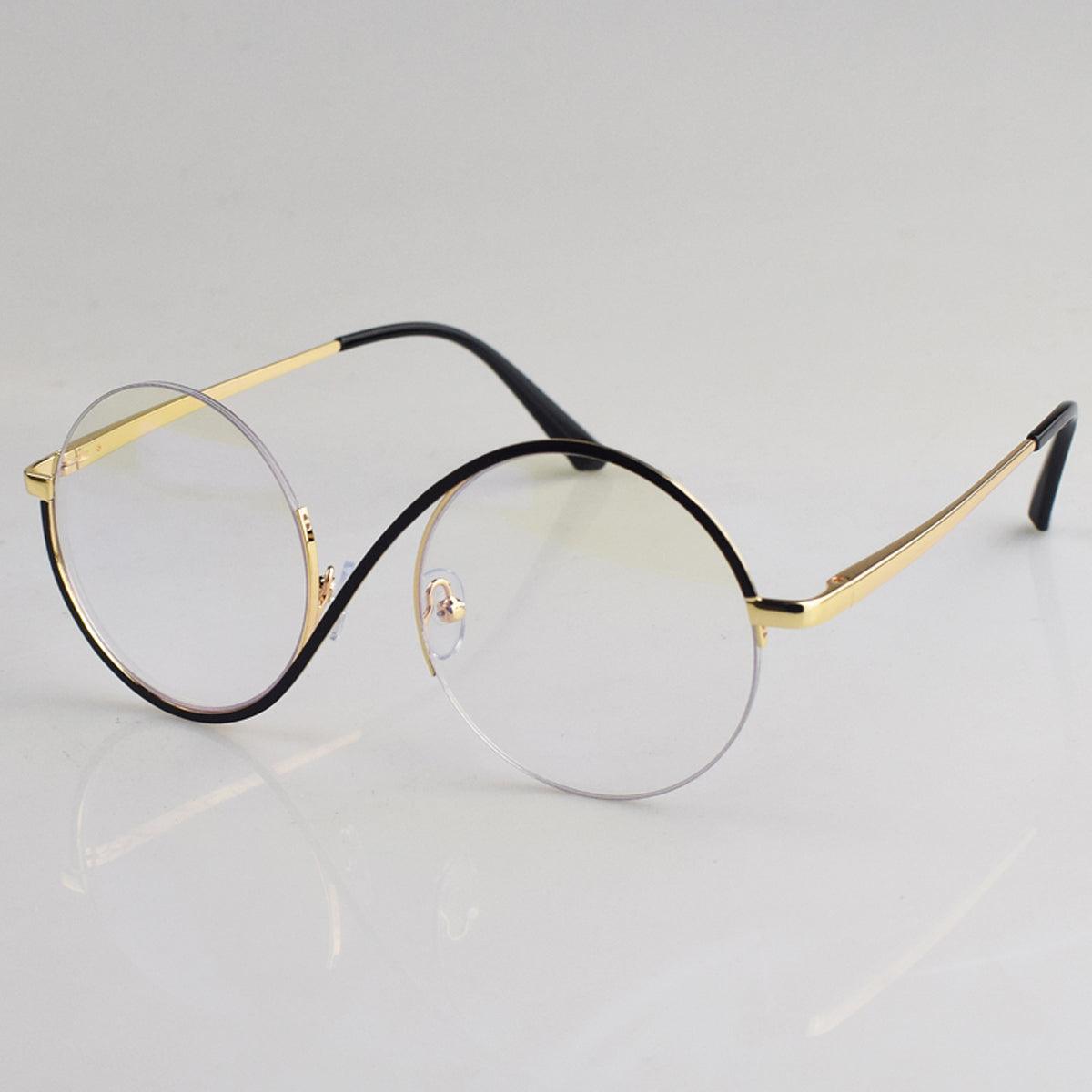 S Frame Curved Round Glasses - Aesthetic Clothes Shop