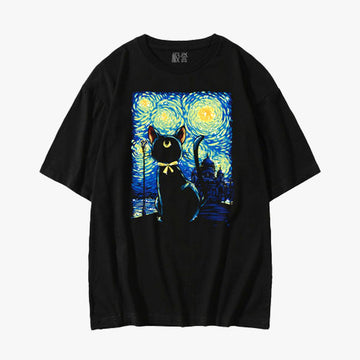 Sailor Luna Cat Van Gogh T-Shirt - Aesthetic Clothes Shop Sailor Luna Cat Van Gogh T-Shirt - Aesthetic Clothes Shop
