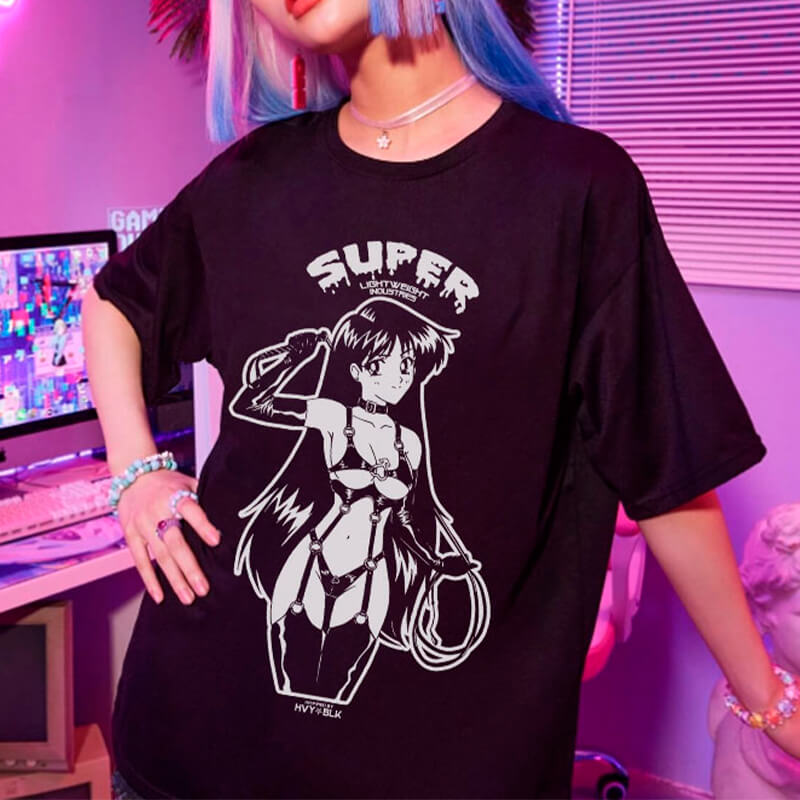 Sailor Mars With a Whip Hot Black Anime T-Shirt Sailor Mars With a Whip Hot Black Anime T-Shirt