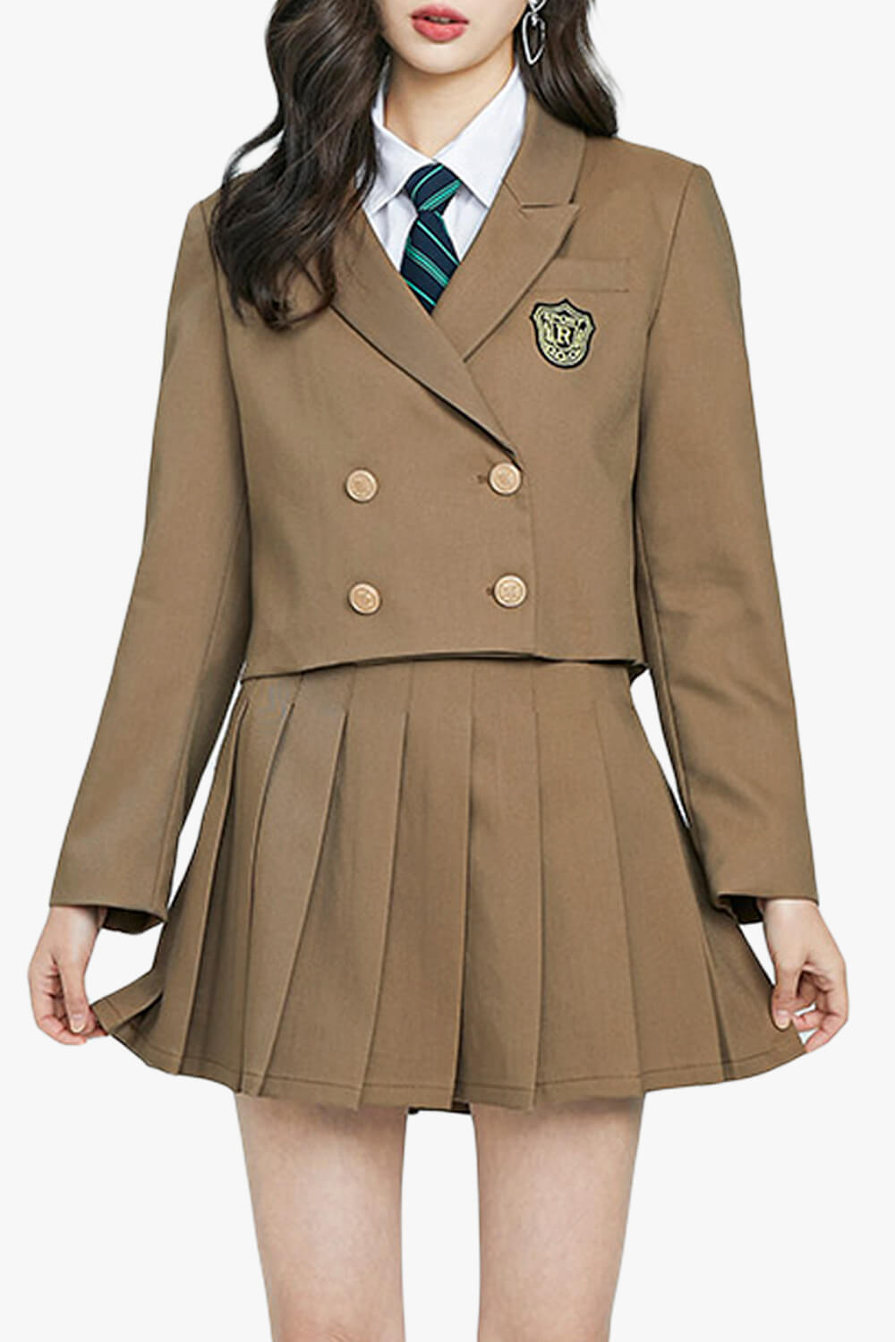 Schoolgirl Uniform Jacket Two Piece Skirt Set for Women Schoolgirl Uniform Jacket Two Piece Skirt Set for Women