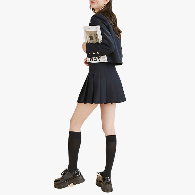 Schoolgirl Uniform Jacket Two Piece Skirt Set for Women Schoolgirl Uniform Jacket Two Piece Skirt Set for Women