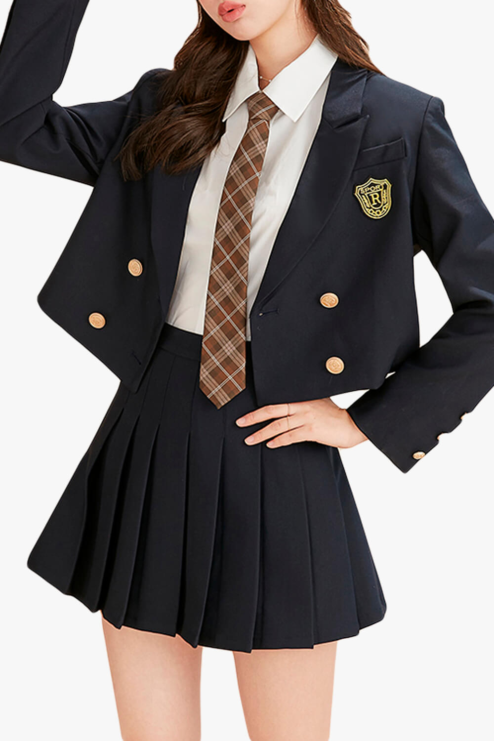 Schoolgirl Uniform Jacket Two Piece Skirt Set for Women Schoolgirl Uniform Jacket Two Piece Skirt Set for Women