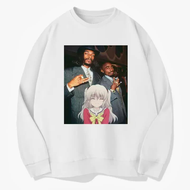Snoop Dogg Tupac and Cute Anime Girl Sweatshirt Animecore Snoop Dogg Tupac and Cute Anime Girl Sweatshirt Animecore