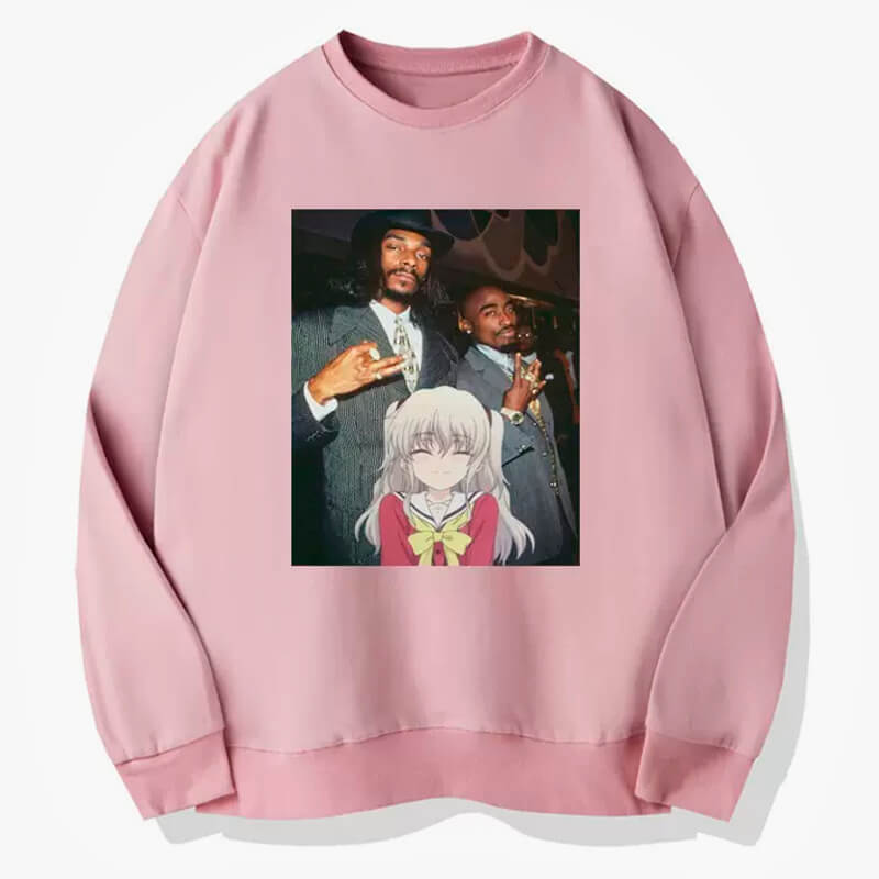 Snoop Dogg Tupac and Cute Anime Girl Sweatshirt Animecore Snoop Dogg Tupac and Cute Anime Girl Sweatshirt Animecore
