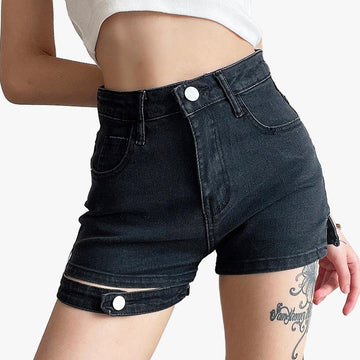 Soft Grunge Leg Strap Denim Shorts