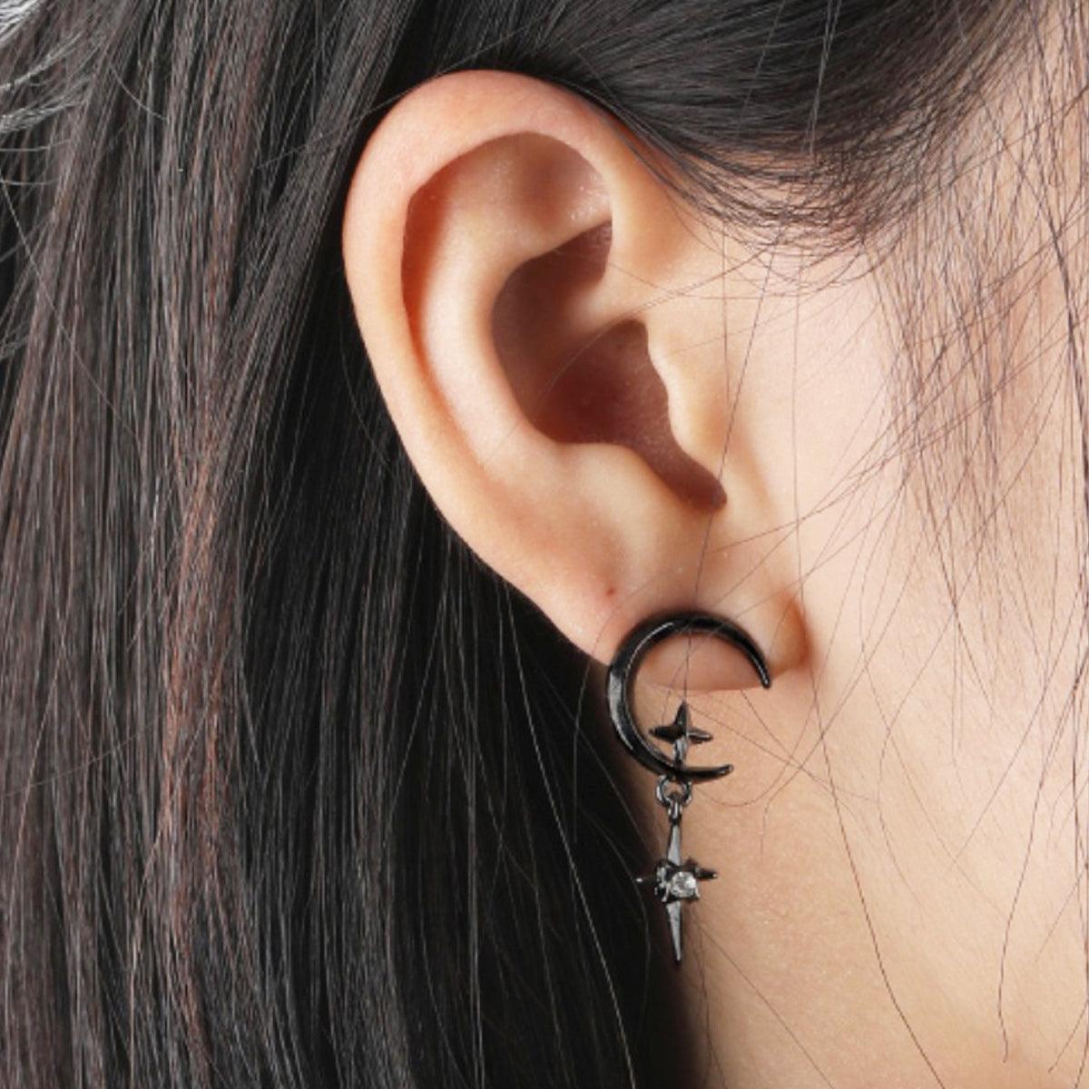 Star and Crescent Moon Earrings - Aesthetic Clothes Shop Star and Crescent Moon Earrings - Aesthetic Clothes Shop