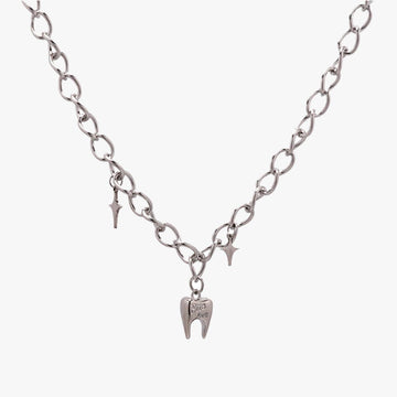 Steel Molar Tooth Grunge Chain Necklace