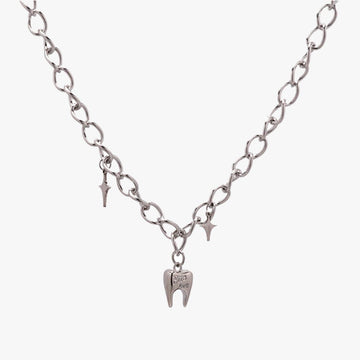 Steel Molar Tooth Grunge Chain Necklace - Aesthetic Clothes Shop Steel Molar Tooth Grunge Chain Necklace - Aesthetic Clothes Shop