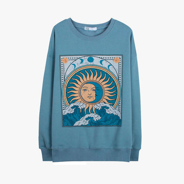 Sun and Moon Love Pale Blue Sweatshirt