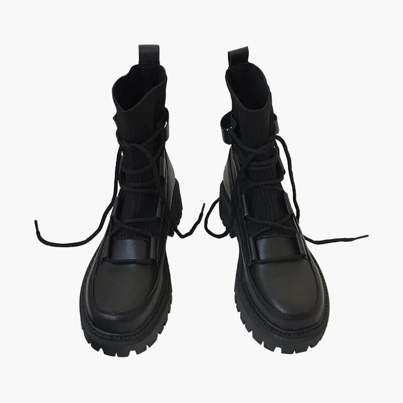 Techwear Aesthetic Black Platform Winter Boots Shoes Techwear Aesthetic Black Platform Winter Boots Shoes