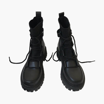 Techwear Aesthetic Black Platform Winter Boots Shoes Techwear Aesthetic Black Platform Winter Boots Shoes