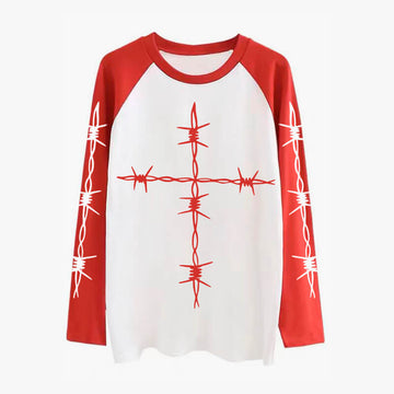 Thorn Barbed Wire Raglan Long Sleeve Shirt