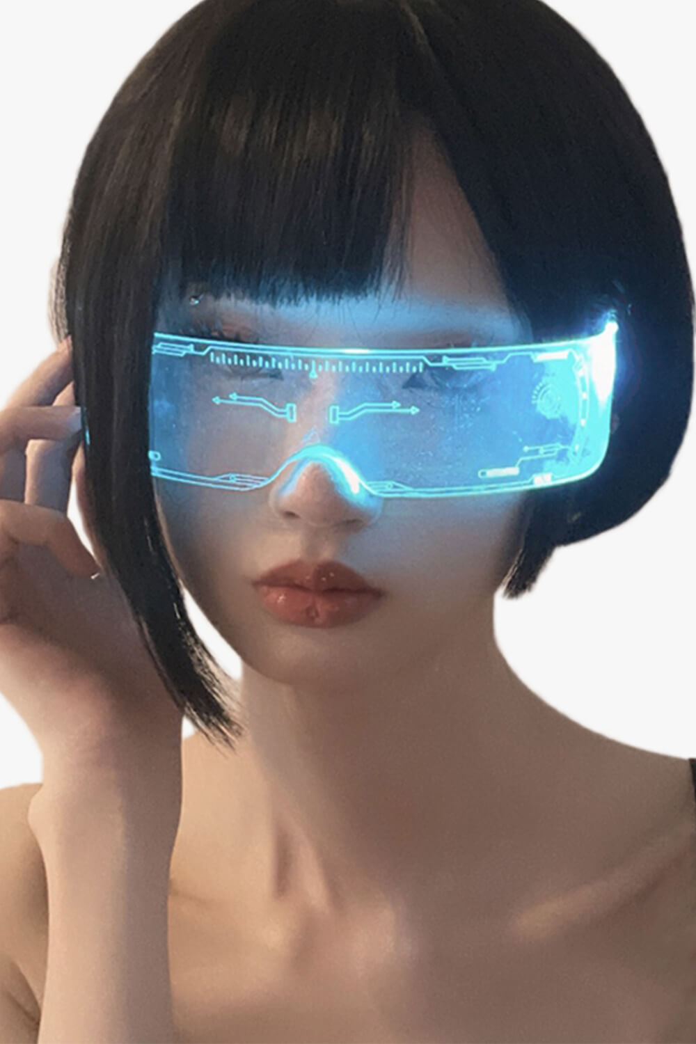 Transparent Cyberpunk Glasses Glowing Sci-Fi Transparent Cyberpunk Glasses Glowing Sci-Fi