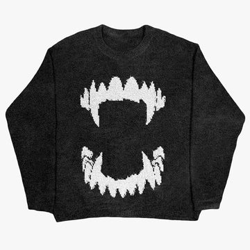 Vampire Teeth Sweater Oversized Horror Aesthetic Vampire Teeth Sweater Oversized Horror Aesthetic