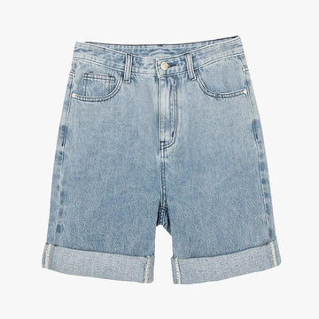 Washed Blue High Waist Denim Shorts - Aesthetic Clothes Shop Washed Blue High Waist Denim Shorts - Aesthetic Clothes Shop