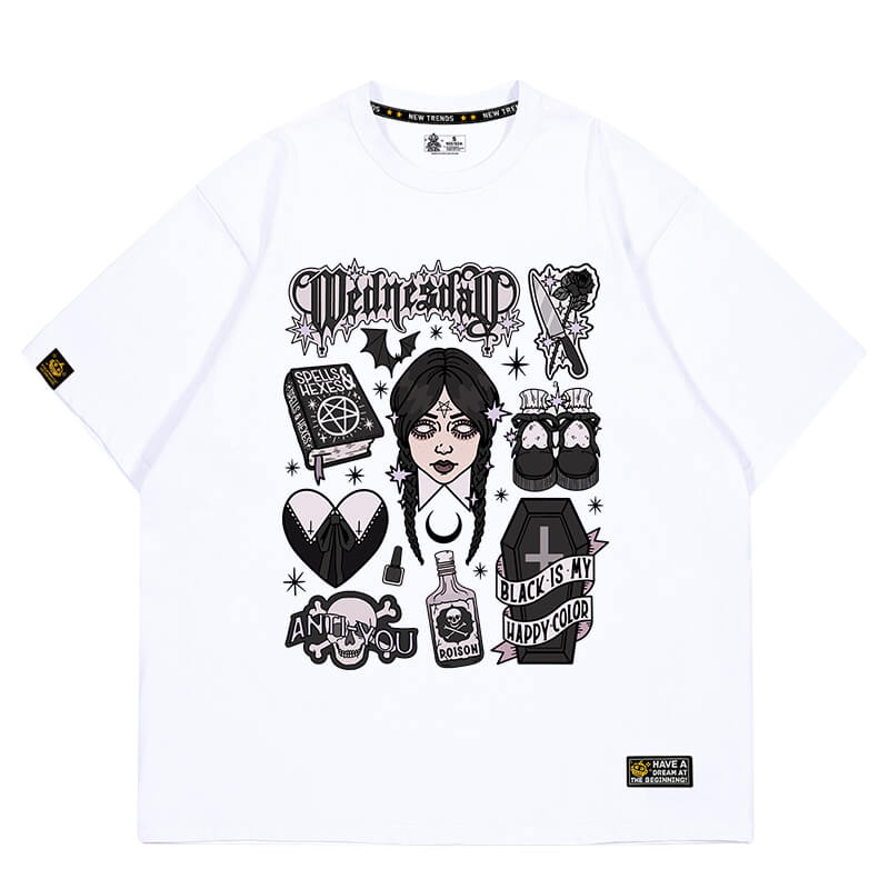 Wednesday Aesthetic Black T-Shirt Witchcore Wednesday Aesthetic Black T-Shirt Witchcore