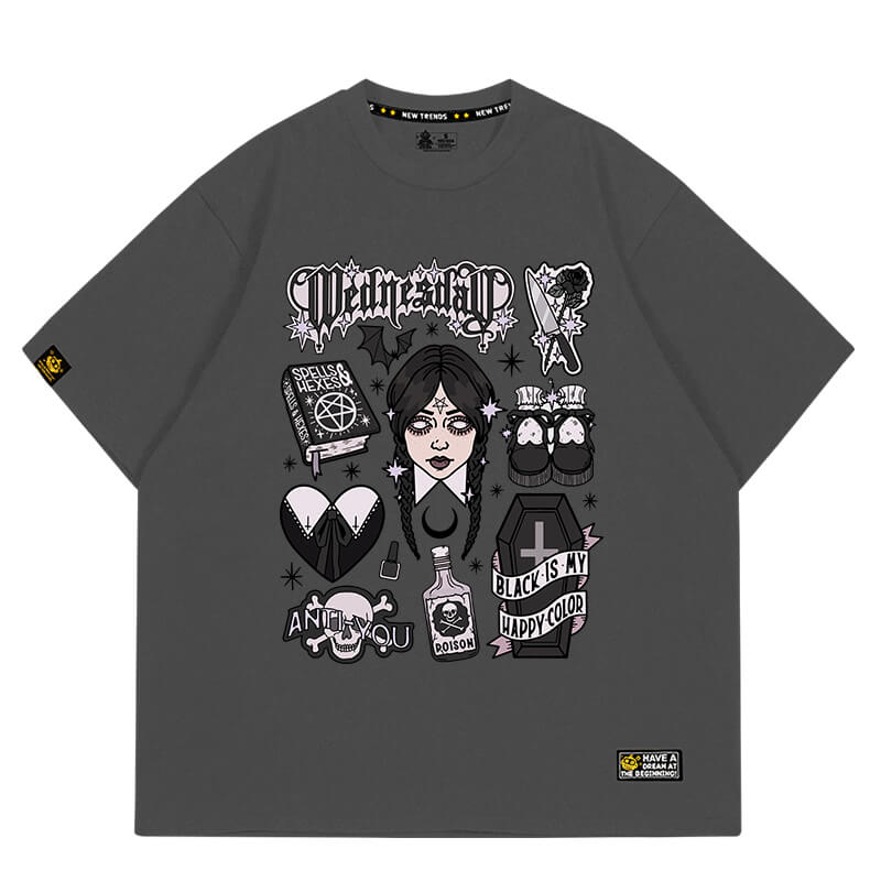 Wednesday Aesthetic Black T-Shirt Witchcore Wednesday Aesthetic Black T-Shirt Witchcore