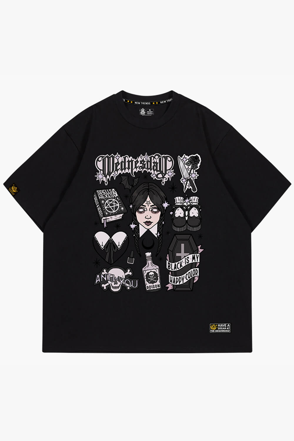 Wednesday Aesthetic Black T-Shirt Witchcore Wednesday Aesthetic Black T-Shirt Witchcore