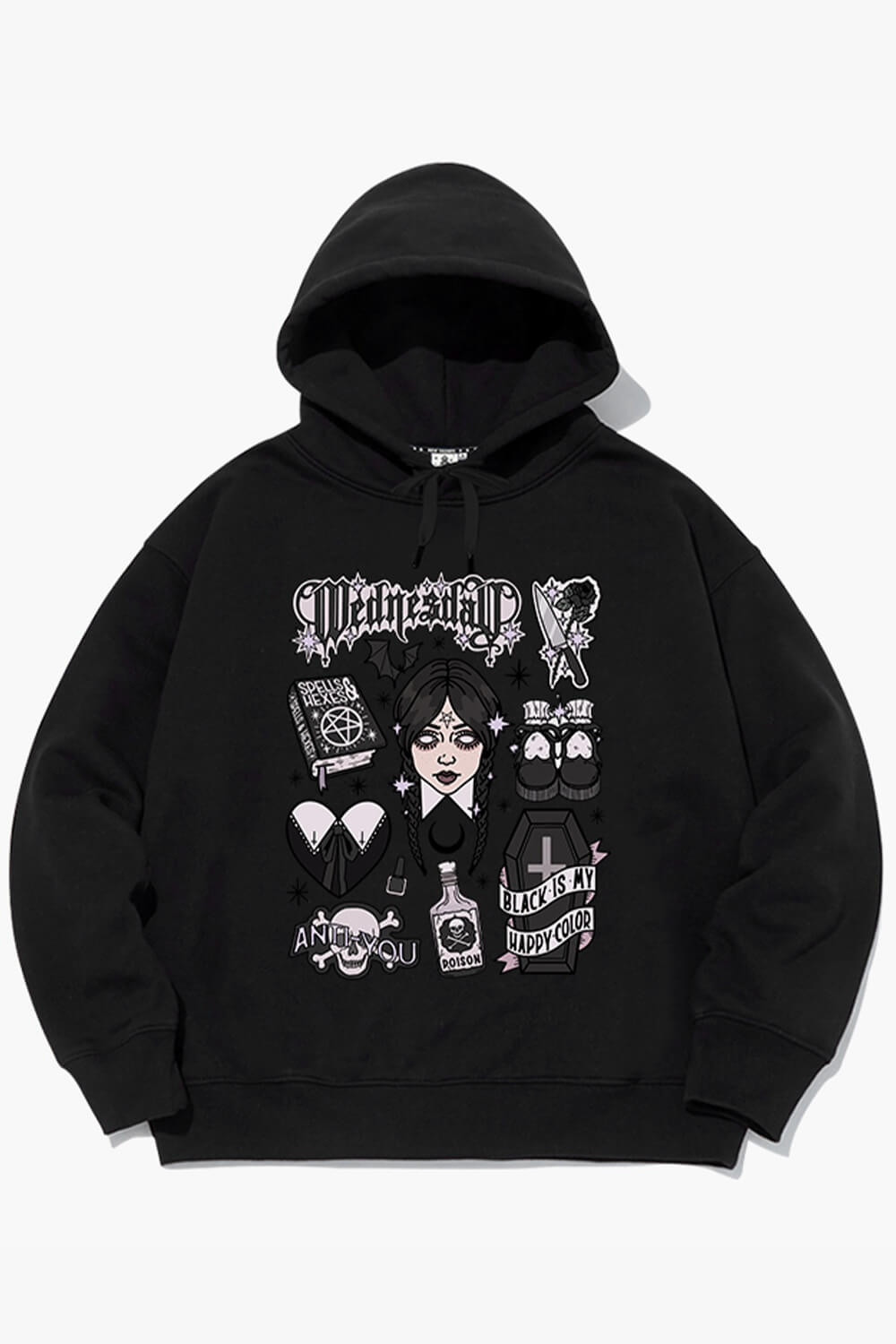 Wednesday Black Hoodie Witchcore Aesthetic Wednesday Black Hoodie Witchcore Aesthetic