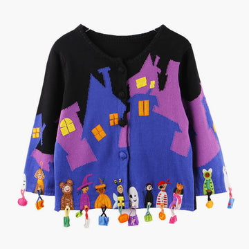 Weirdcore Aesthetic Cardigan Halloween Night Kids