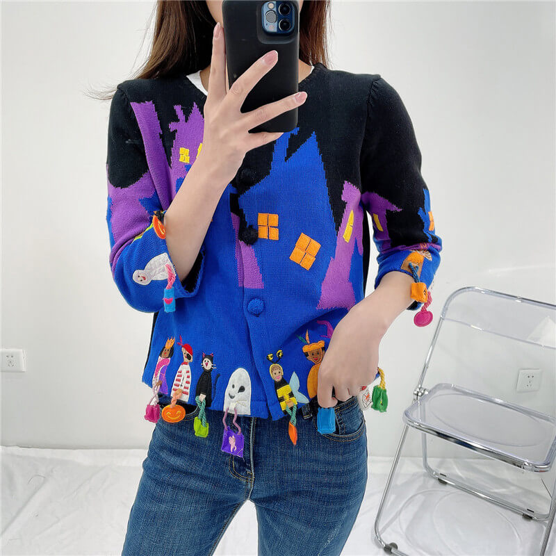Weirdcore Aesthetic Cardigan Halloween Night Kids Weirdcore Aesthetic Cardigan Halloween Night Kids