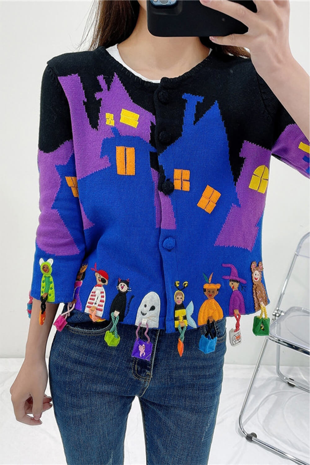 Weirdcore Aesthetic Cardigan Halloween Night Kids Weirdcore Aesthetic Cardigan Halloween Night Kids