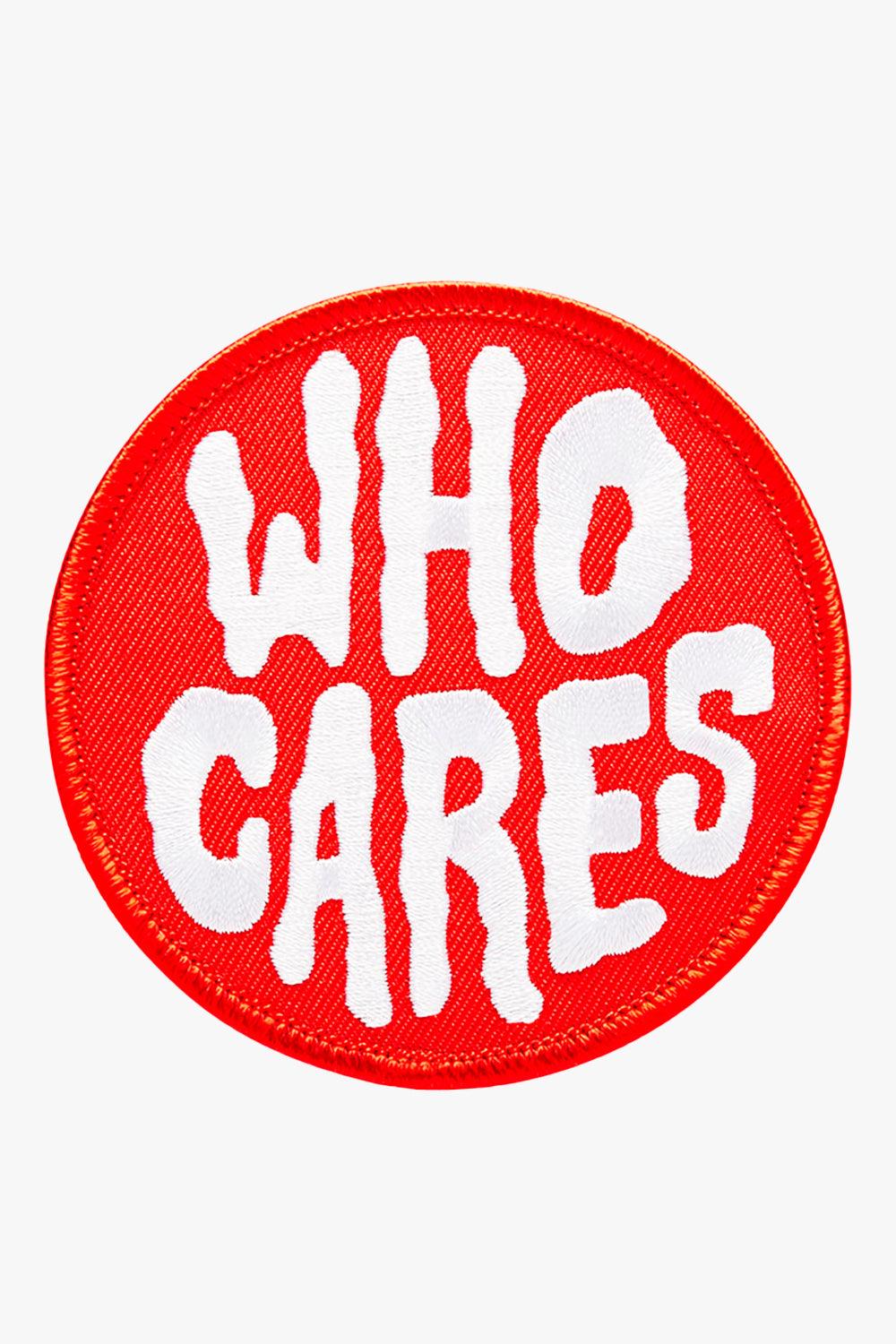 Who Cares Red Embroidery Patch - Aesthetic Clothes Shop