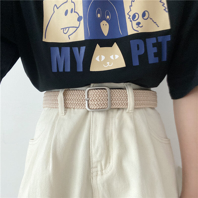 Wide Braided Belt Square Buckle Wide Braided Belt Square Buckle