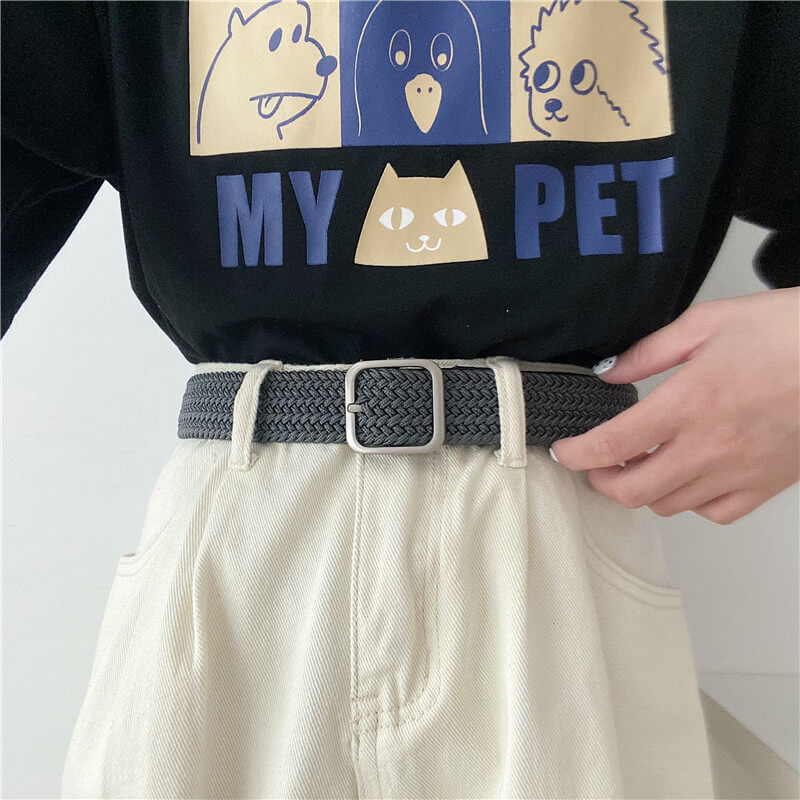 Wide Braided Belt Square Buckle Wide Braided Belt Square Buckle