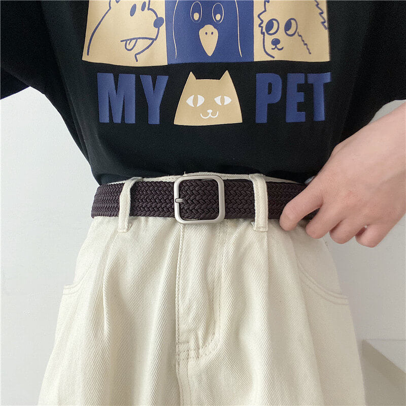 Wide Braided Belt Square Buckle Wide Braided Belt Square Buckle