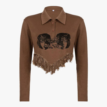 Wonder West Aesthetic Crop Top - Aesthetic Clothes Shop Wonder West Aesthetic Crop Top - Aesthetic Clothes Shop