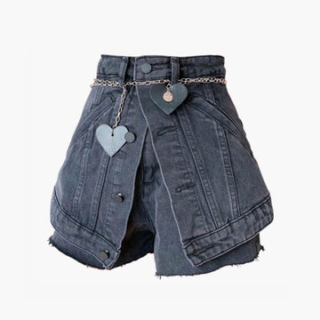 Y2K Aesthetic Denim Shorts Hips Wrap Layer Y2K Aesthetic Denim Shorts Hips Wrap Layer